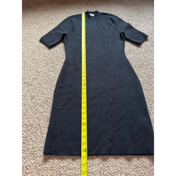 Abercrombie & Fitch Short Sleeve Sweater Dress Black Knee Length Minimalist - Picture 4 of 7